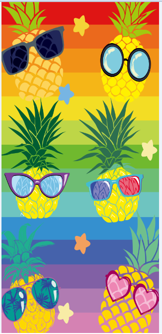Beach Towel-Pineapples with Glasses