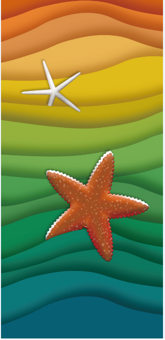 Beach Towel-Rainbow Starfish