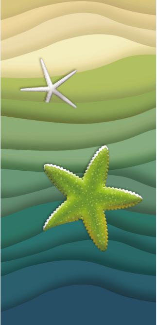 Beach Towel-Rainbow Starfish