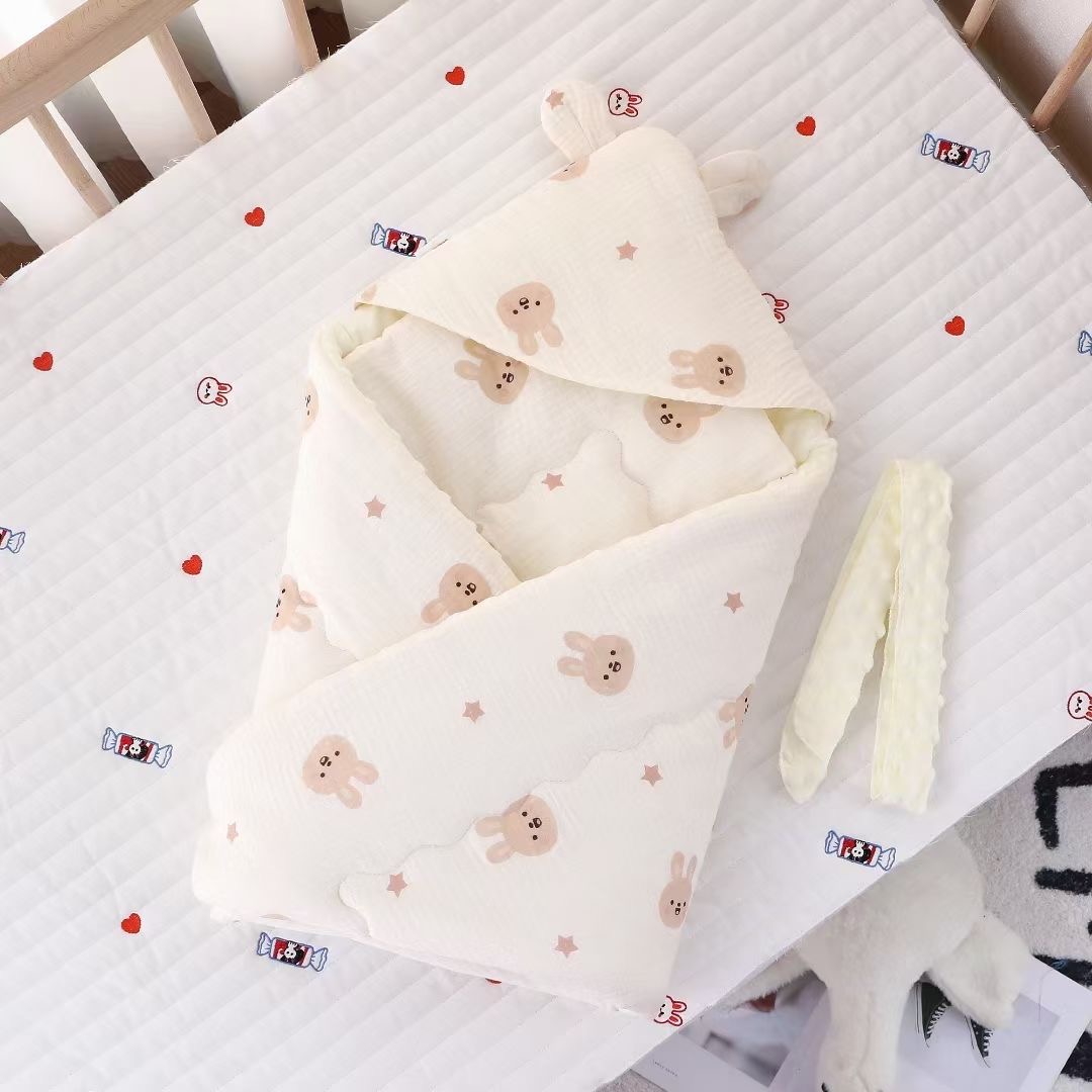 Brown Rabbit Double Gauze Cotton Swaddle