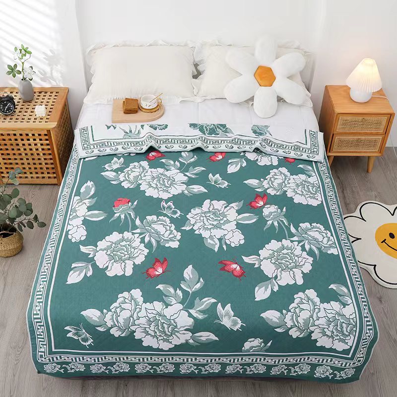 Green Flowers Blanket