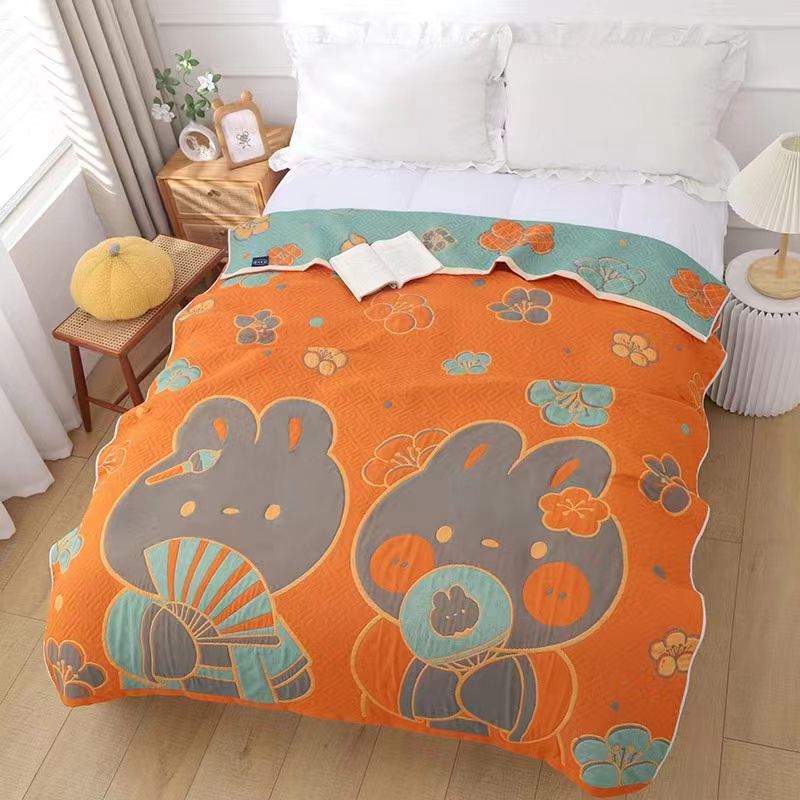 Tangerine Rabbits Blanket