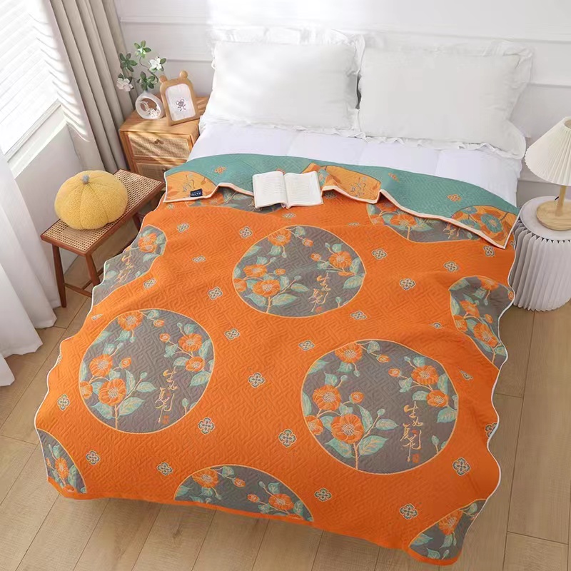 Tangerine Summer Flowers Blanket