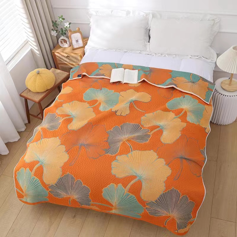 Tangerine Ginkgo Blanket 