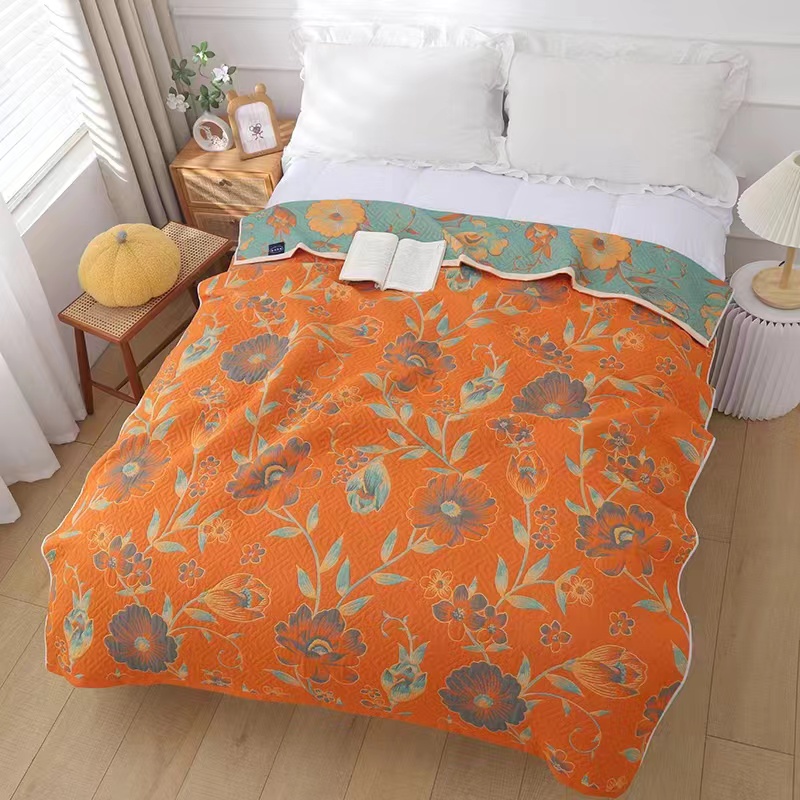 Tangerine Chrysanthemum Blanket