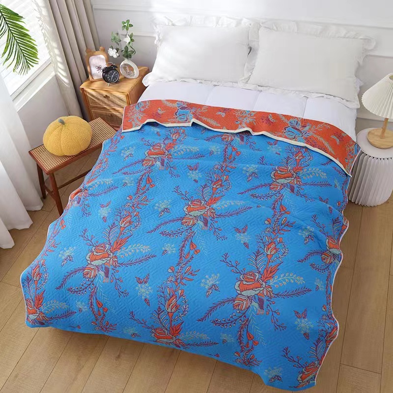 Blue Rosebud Blankets